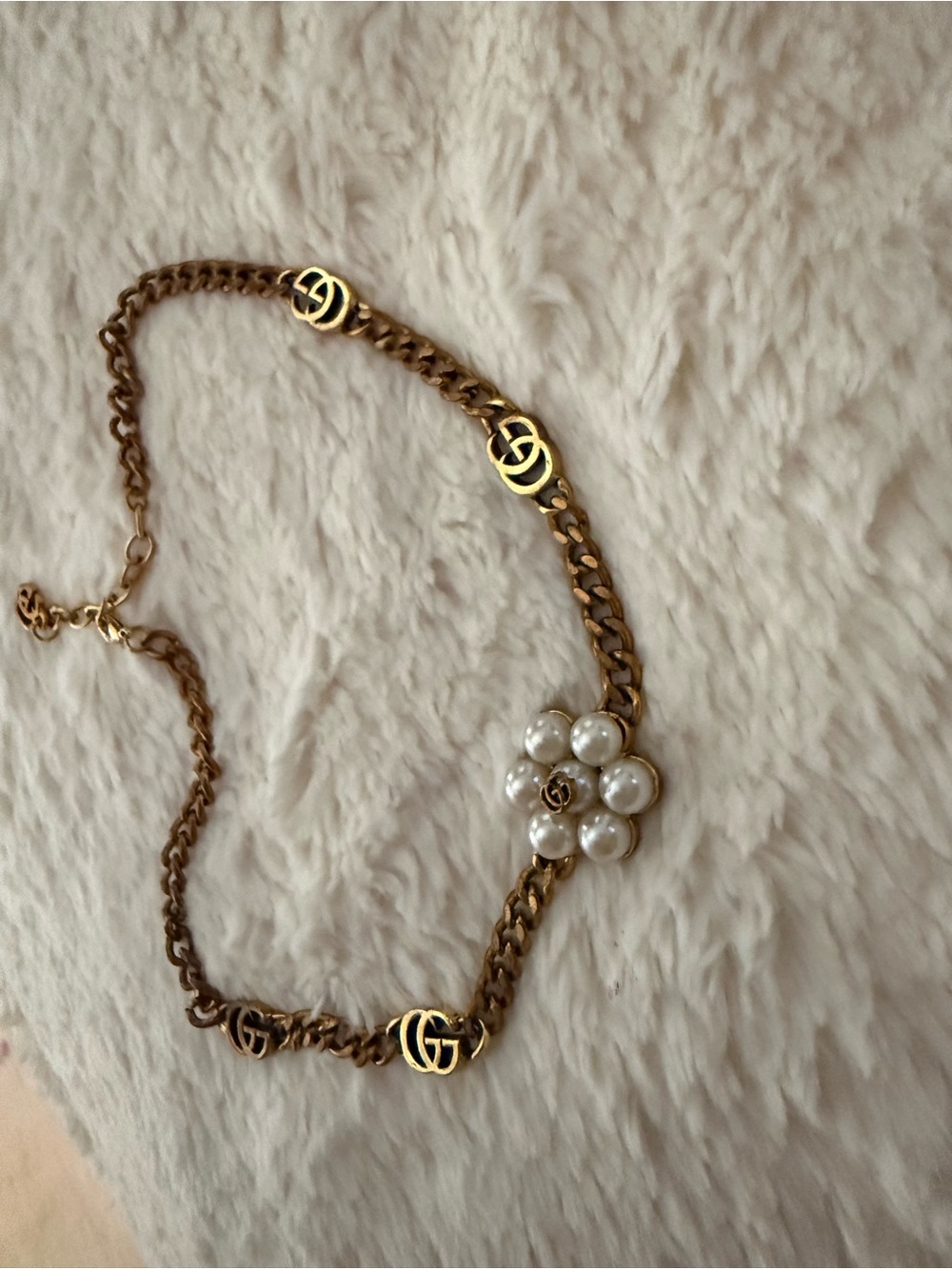 Macy's Gold Chain Necklace with Pearl Flower Pendant - Picture 4 of 7